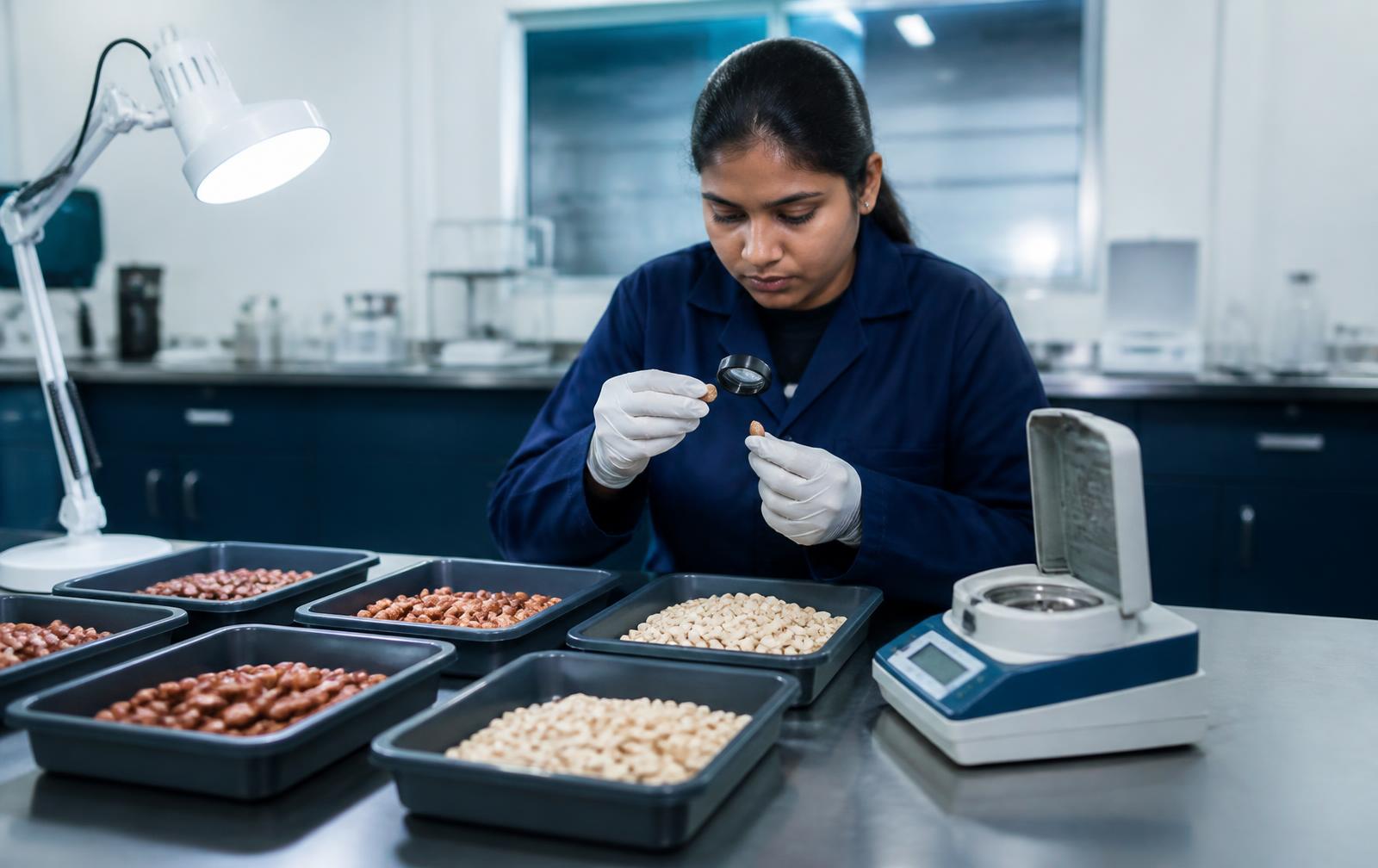 Groundnut kernel grading and moisture testing